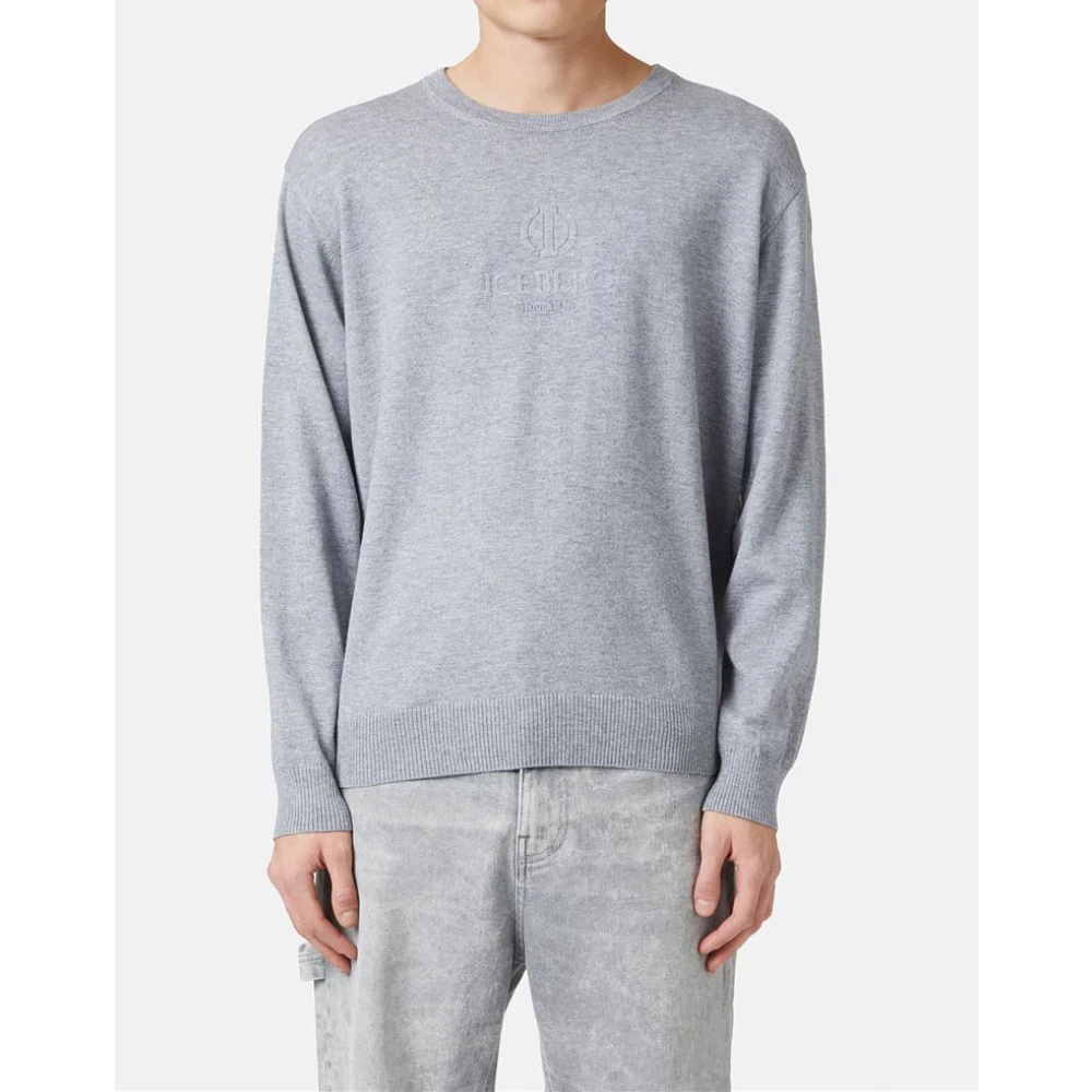 Iceberg Wollen trui met logo Gray Heren