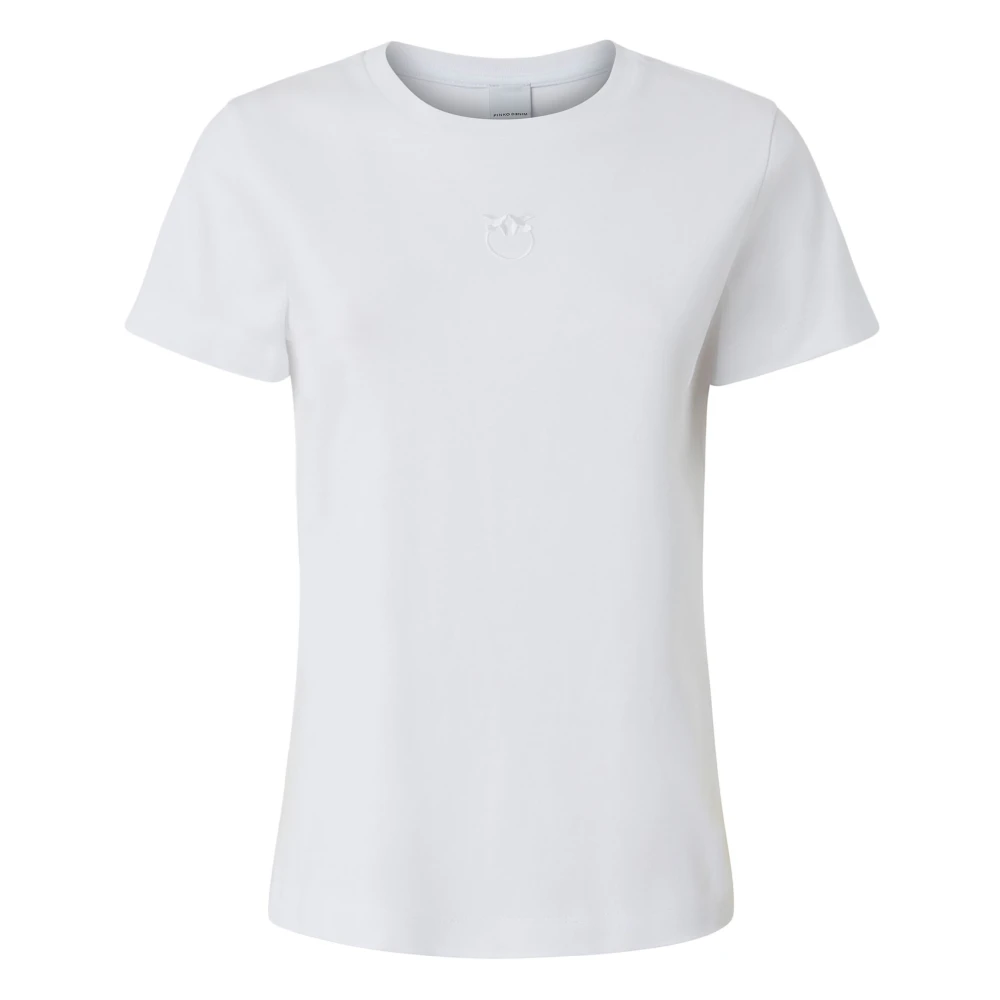 Pinko Witte Love Birds Geborduurd T-shirt White Dames