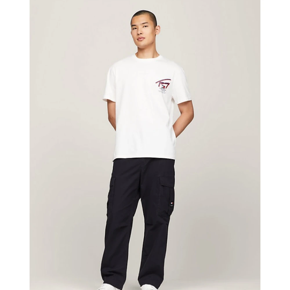 Tommy Jeans T-Shirt- TJM REG 3D Street Signtr TEE EXT S S White Heren
