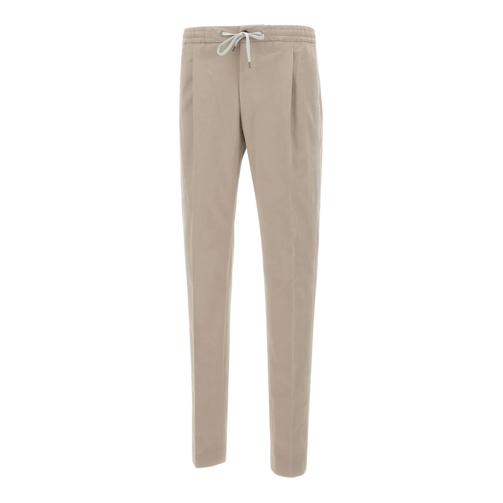 PT Torino Beige Katoen Kasjmier Broek Elastische Taille Beige Heren