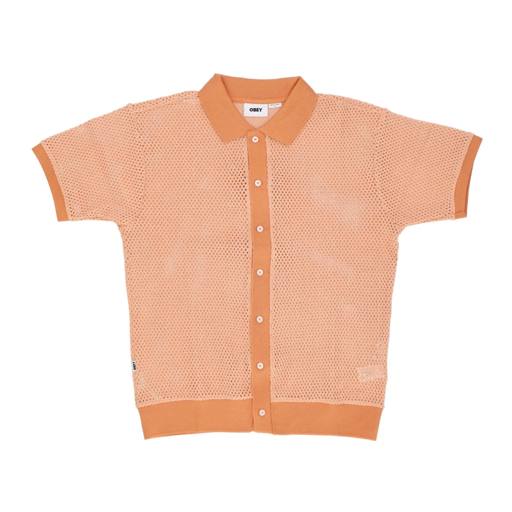 Obey Polo Shirt Korte Mouw Perzik Zand Beige Heren