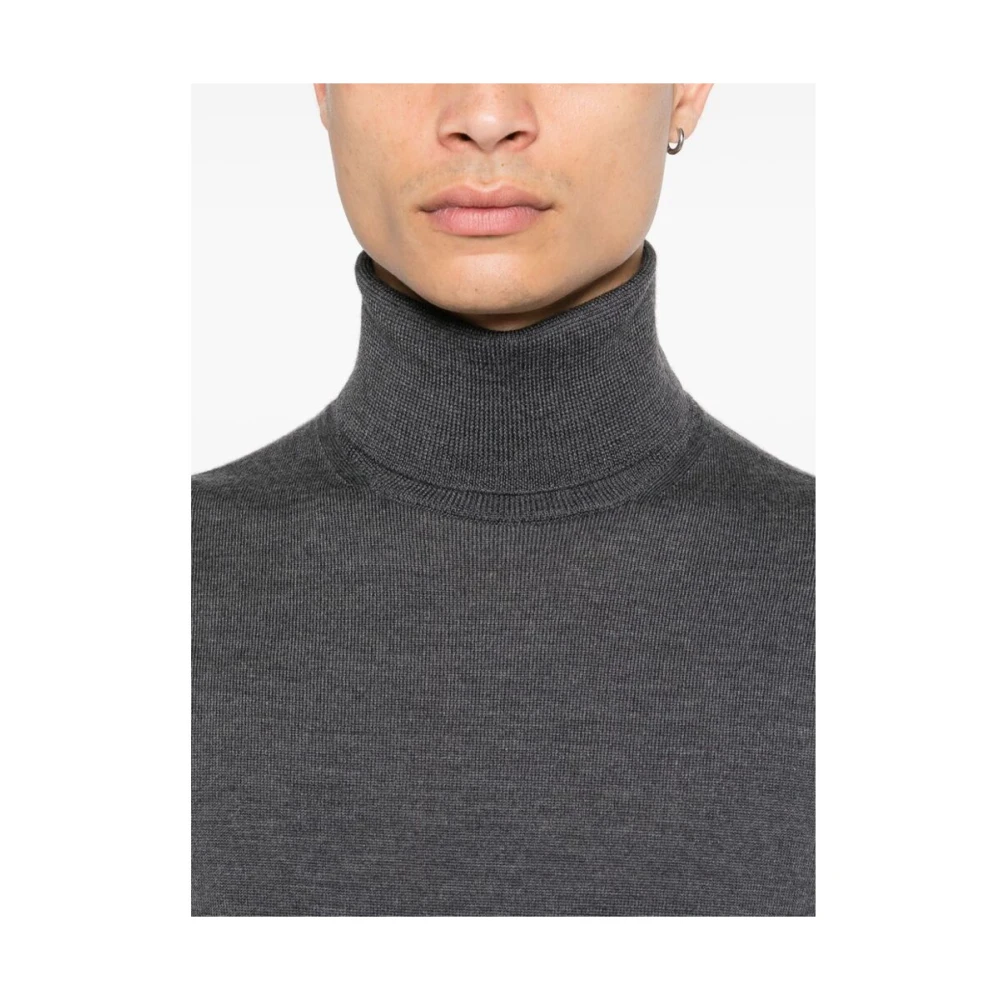 Zanone Grijze Wol Coltrui Sweater Gray Heren