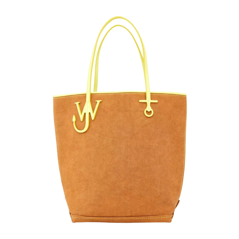 JW Anderson Bruine Tall Anchore tote tas met gele accenten Brown Dames