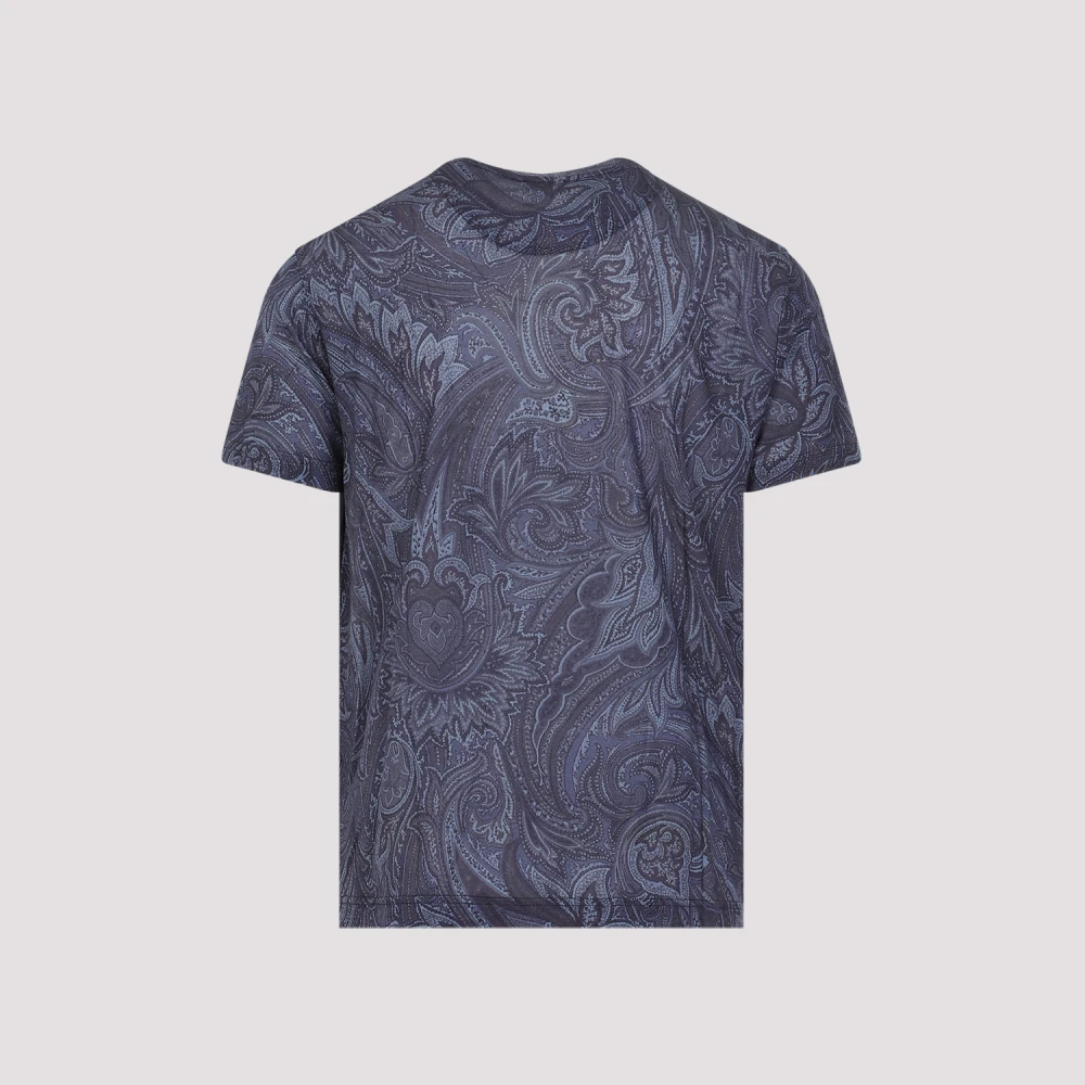 ETRO Blauw Paisley Print T-shirt Blue Heren