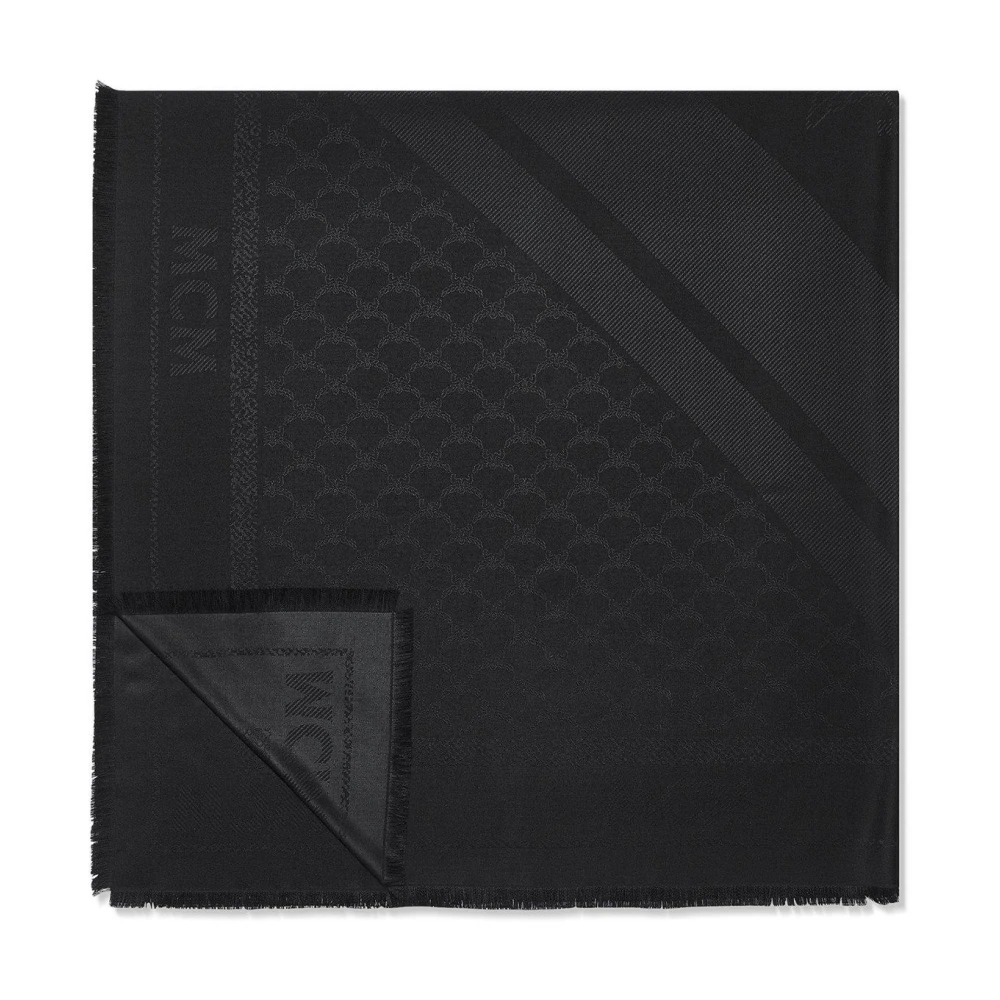 Mcm Black Silk Scarves, Female, One Size, Lauretos Monogram Shawl