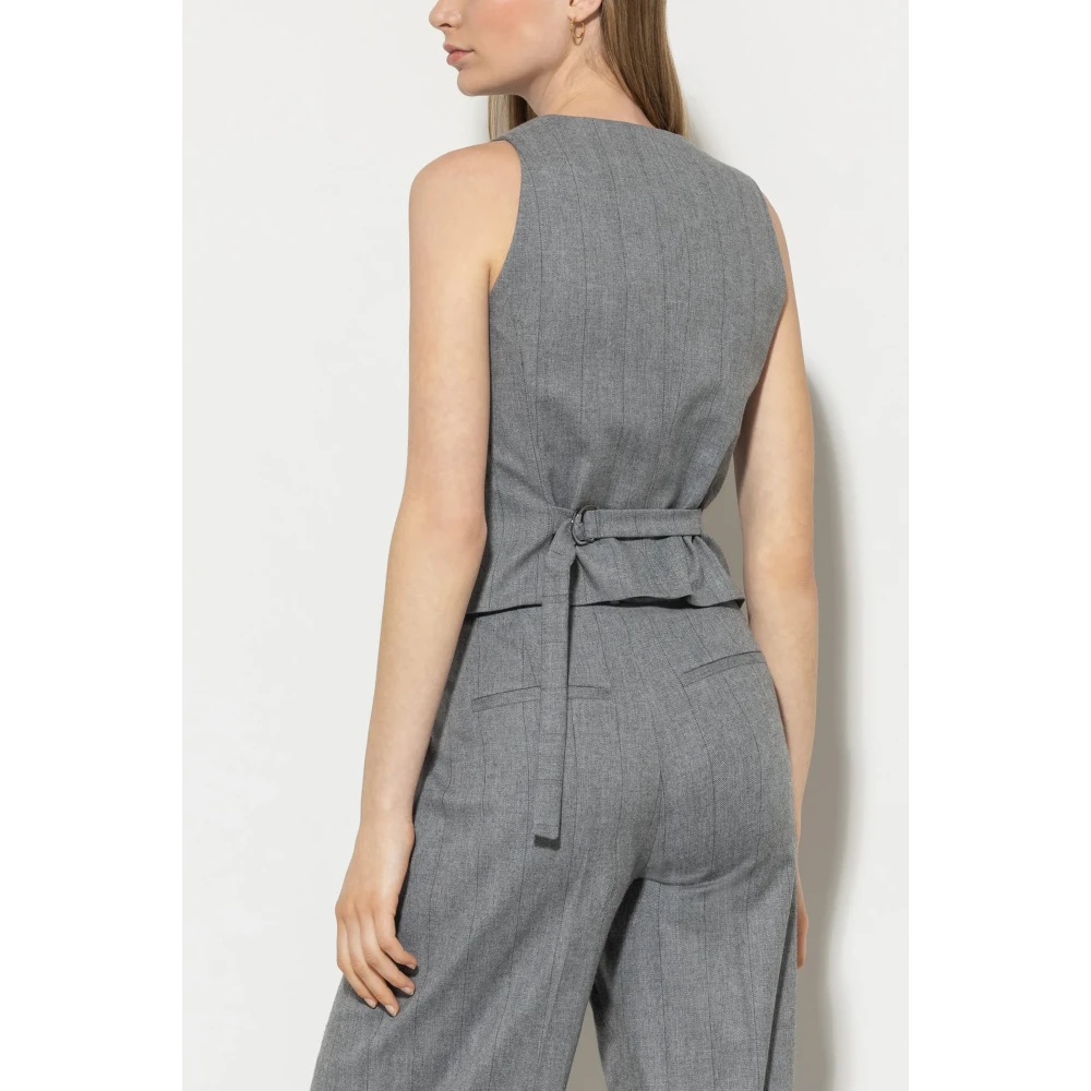 LUISA CERANO Grijze Gestreepte Klassieke Vest Gray Dames