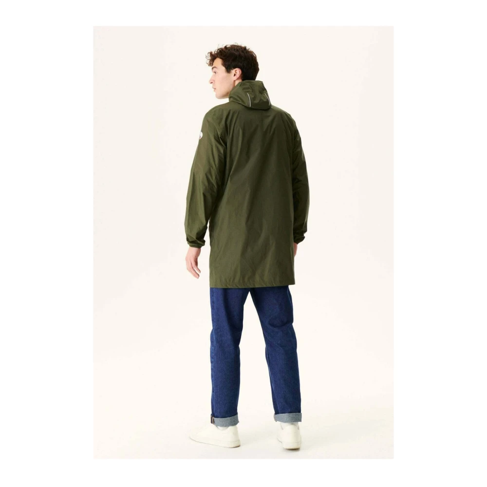 Jott Opvouwbare Lange Regenjas Reflecterende Rits Green Heren