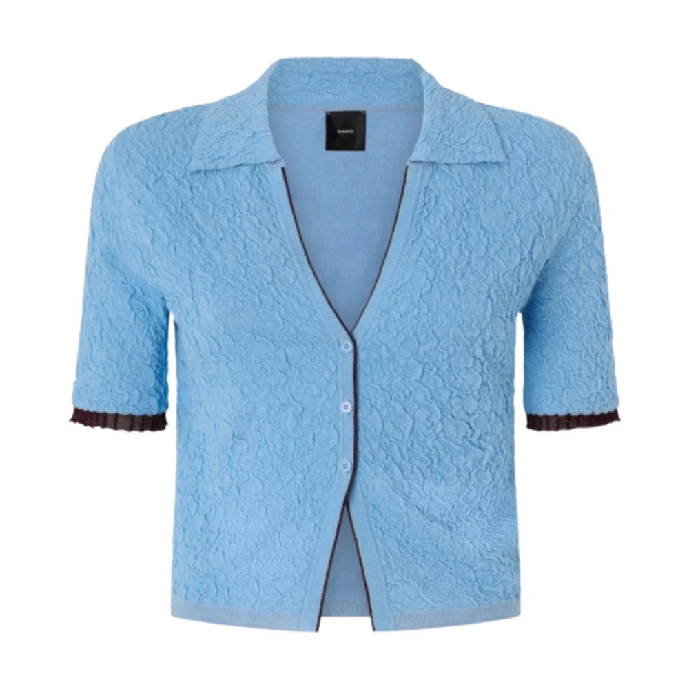 Pinko Women's Blue Cardigans, M, Punto Lampo Polo Goffrato