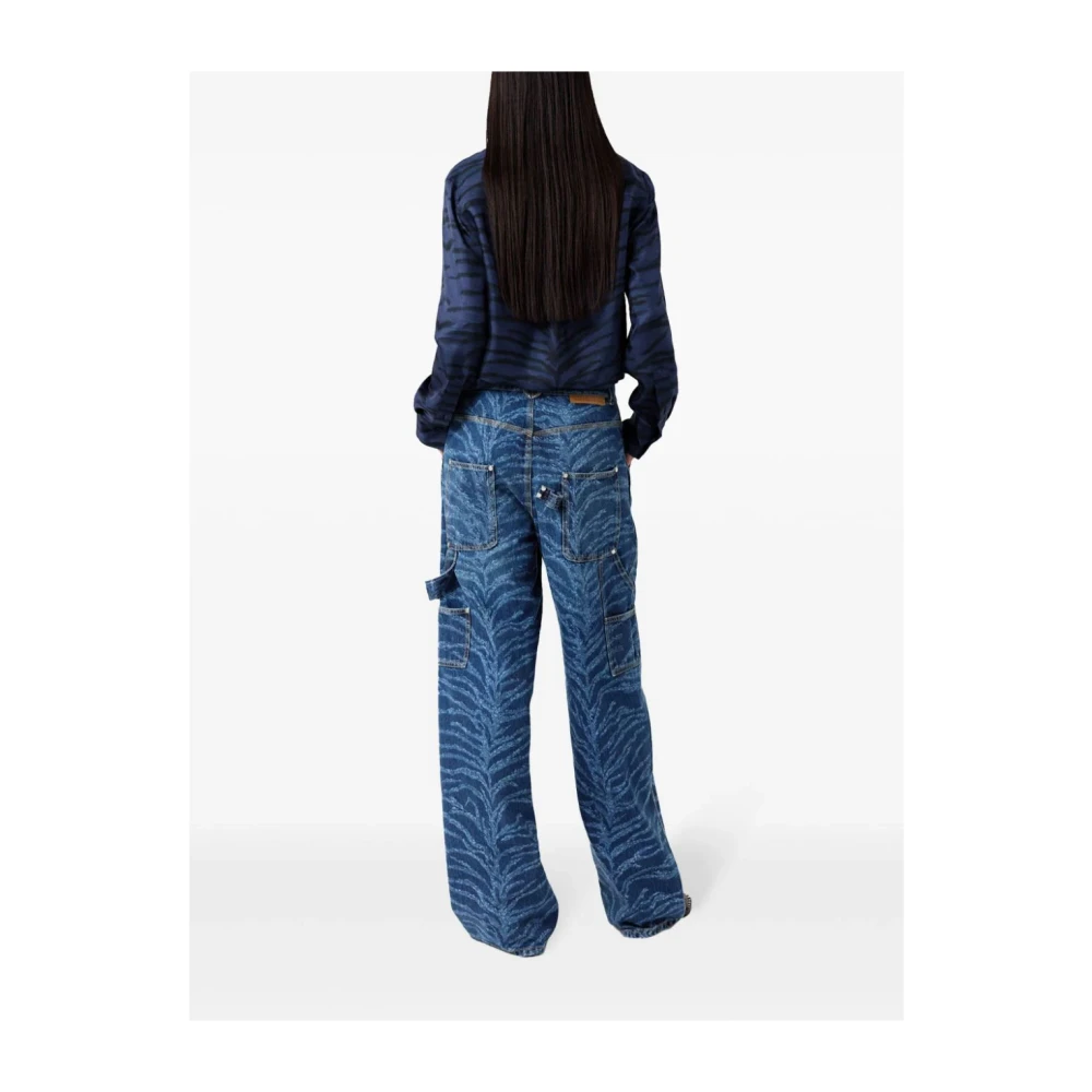 Stella Mccartney Tijgerpatroon Hoge Taille Jeans Blue Dames