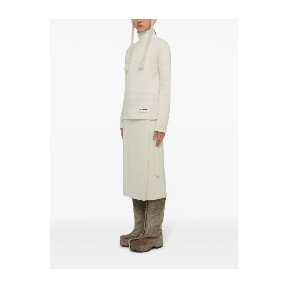 Jil Sander Beige Wollen Blend Wikkelrok Beige Dames