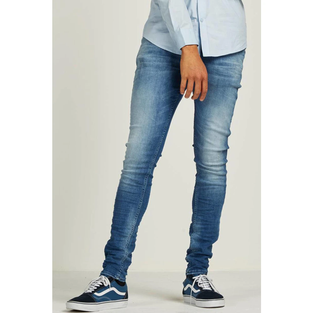 Pure Path Navy Blauwe Power Stretch Skinny Jeans Blue Heren