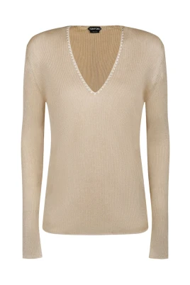 Ljusbeige V-ringad tröja