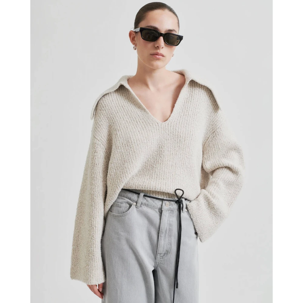 Second Female Gerda Knit Collar Pullover Second Dames Beige Dames