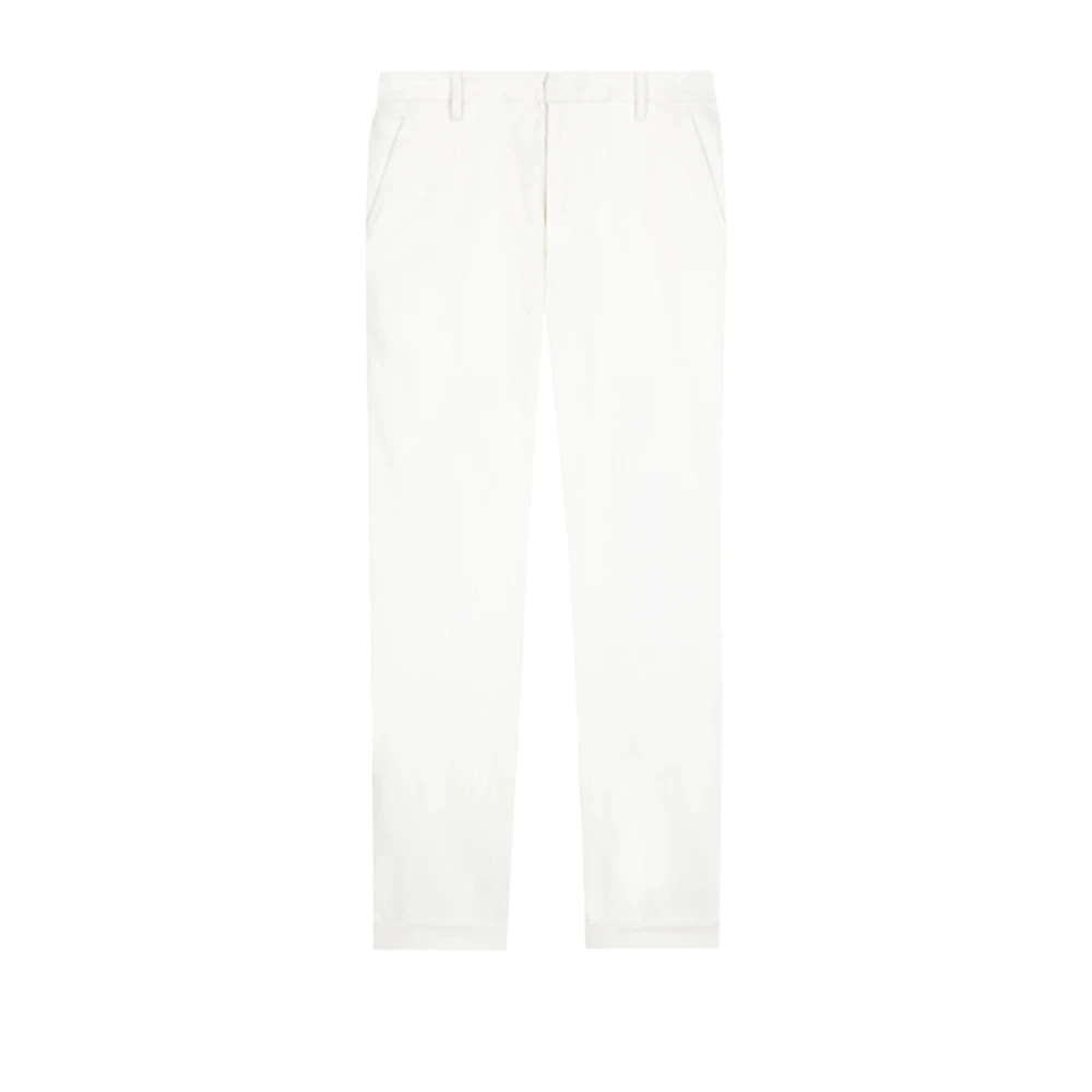 Dondup Men's White Slim Gabardine Cotton Trousers - Slim-Fit Trousers - W30 - Trousers