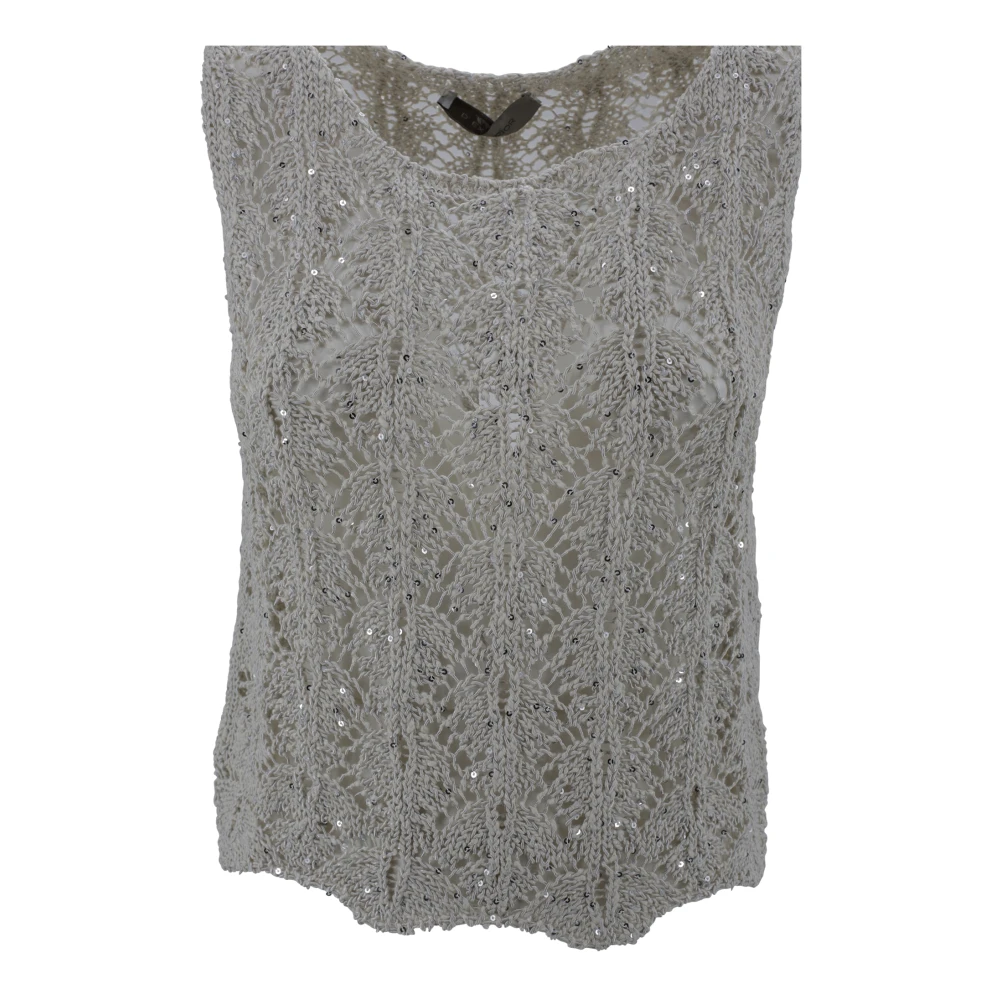 D.Exterior Kanten Kristal Mouwloze Top Beige Dames