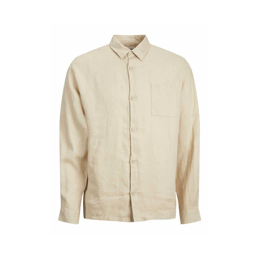Jack & jones Wit Casual Overhemd met Lange Mouwen Beige Heren