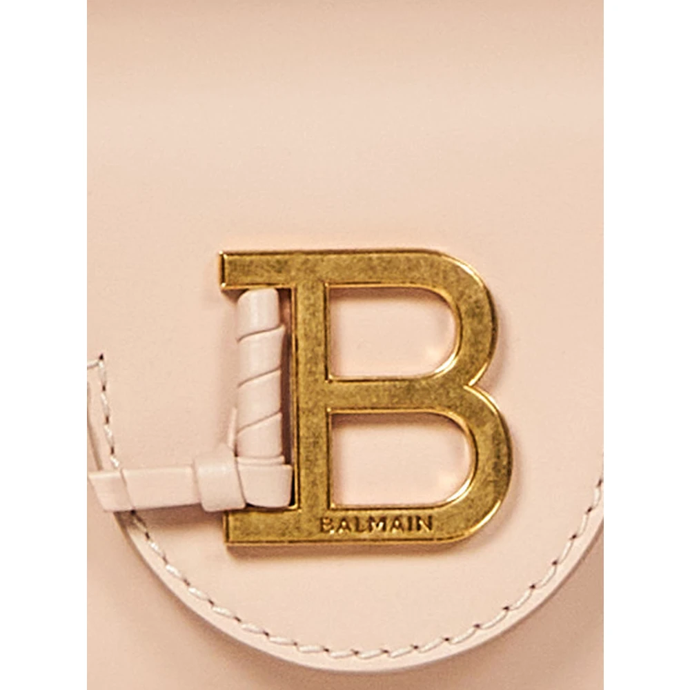 Balmain Beige Mini Handtas met Gouden B Monogram Beige Dames