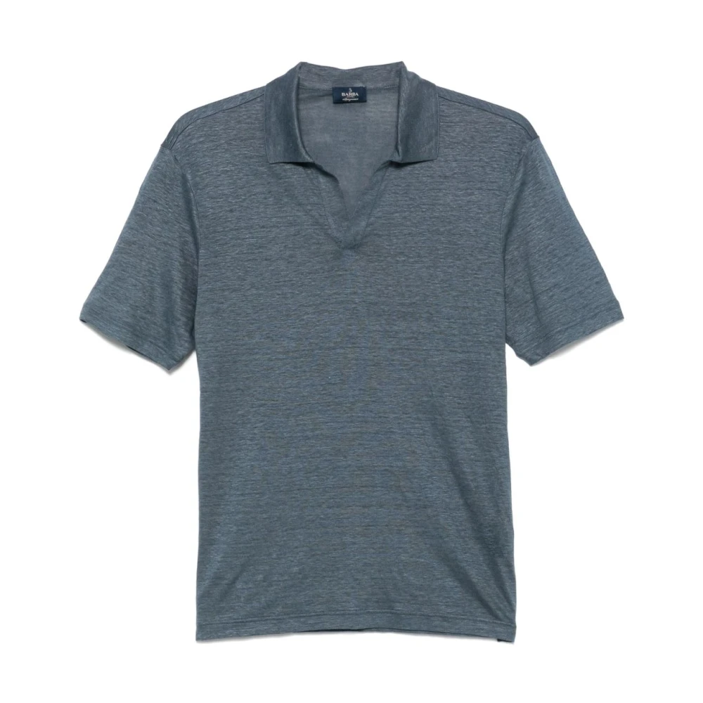 Barba Linne T-shirt med V-ringning Blue, Herr