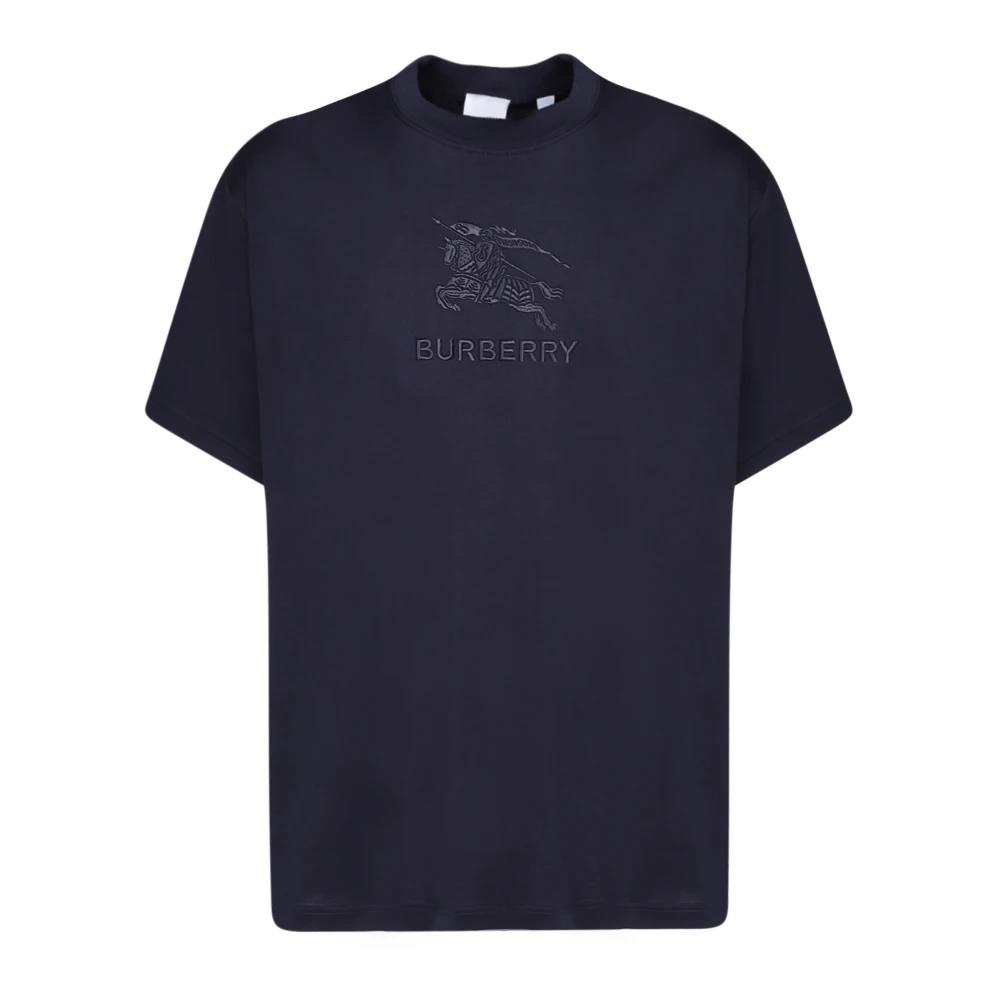 Burberry Blauw T-shirt met geborduurd logo Blue Heren