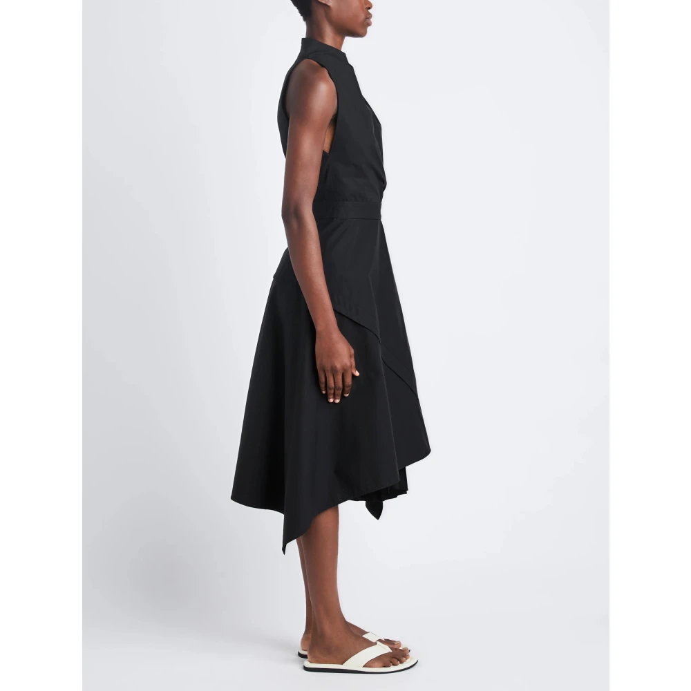 Proenza Schouler Asymmetrische Poplin Jurk Black Dames