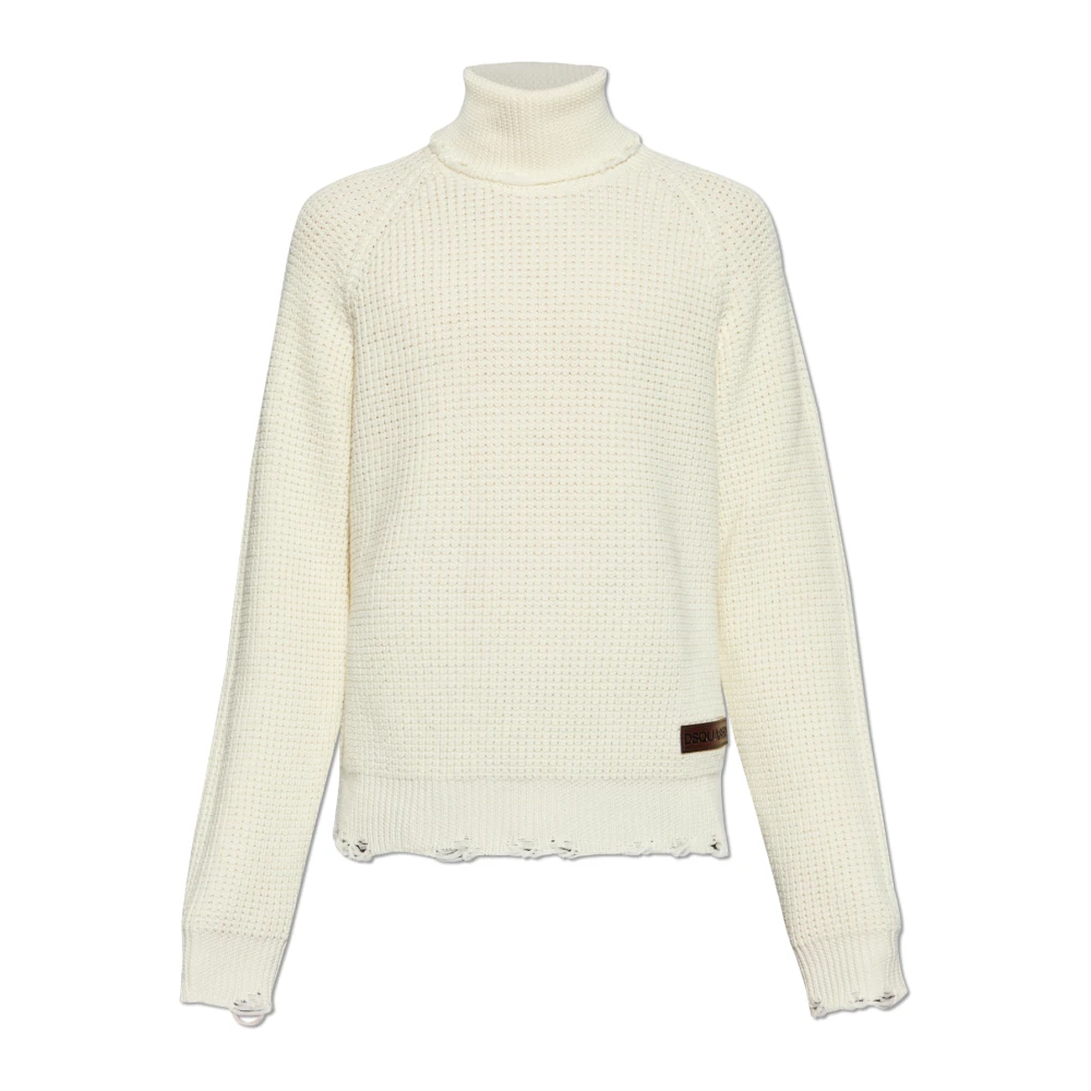 Dsquared2 Herr Beige Stickade Tröjor M, Ullpolotröja