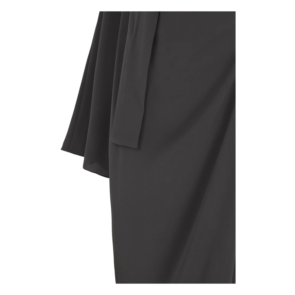Cortana Kimono Stijl Lange Zijden Jurk Black Dames