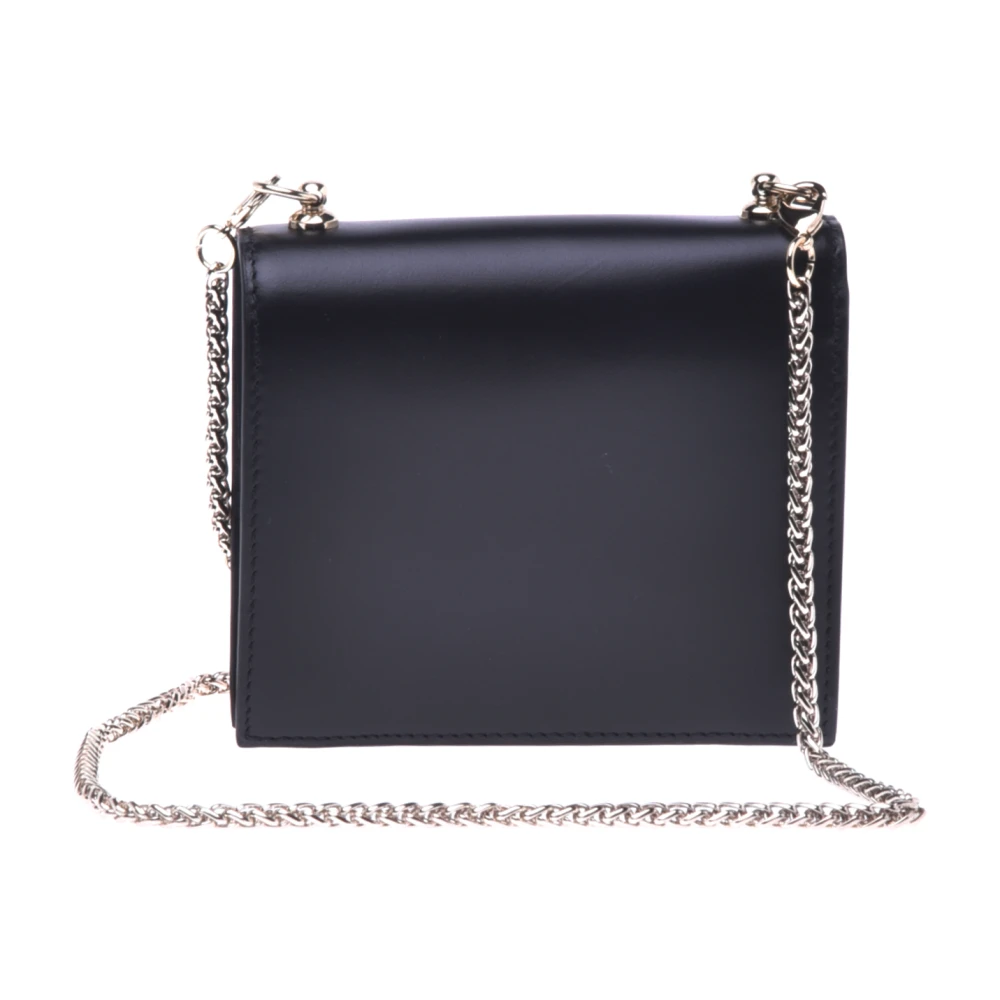 Baldinini Wallet with chain in black leather Black Dames