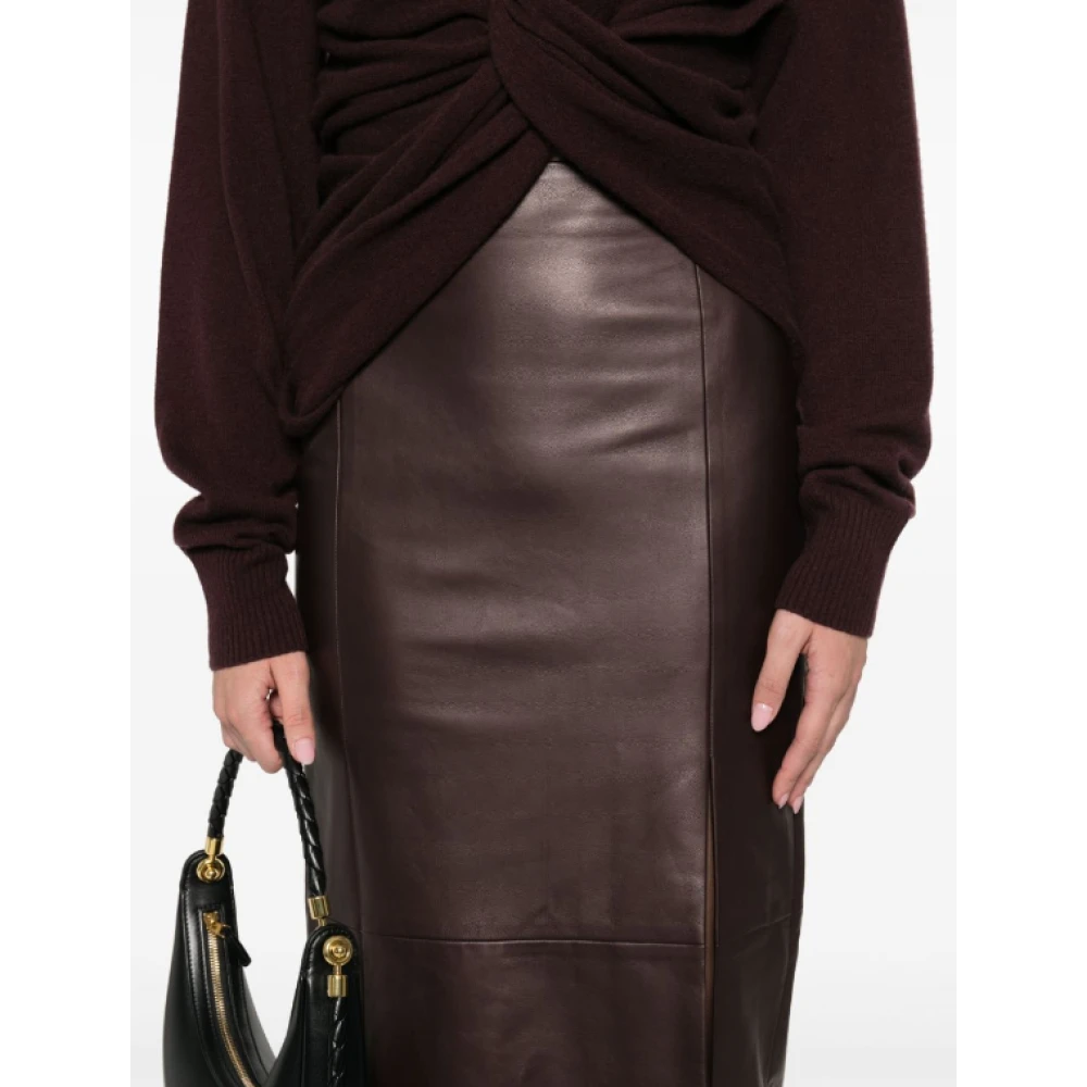 Kiton Bruine leren midi-rok Brown Dames