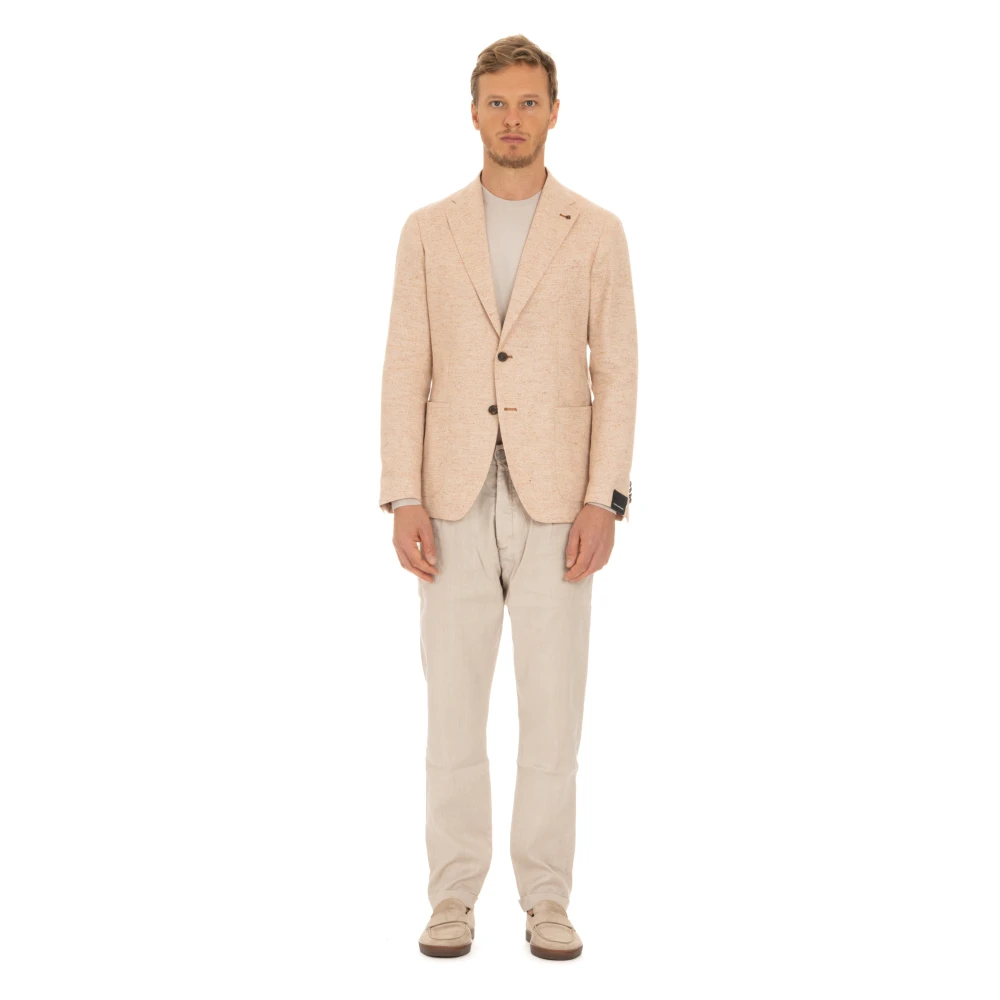 Tagliatore Italiaans Slim Fit Single-Breasted Jas Beige Heren