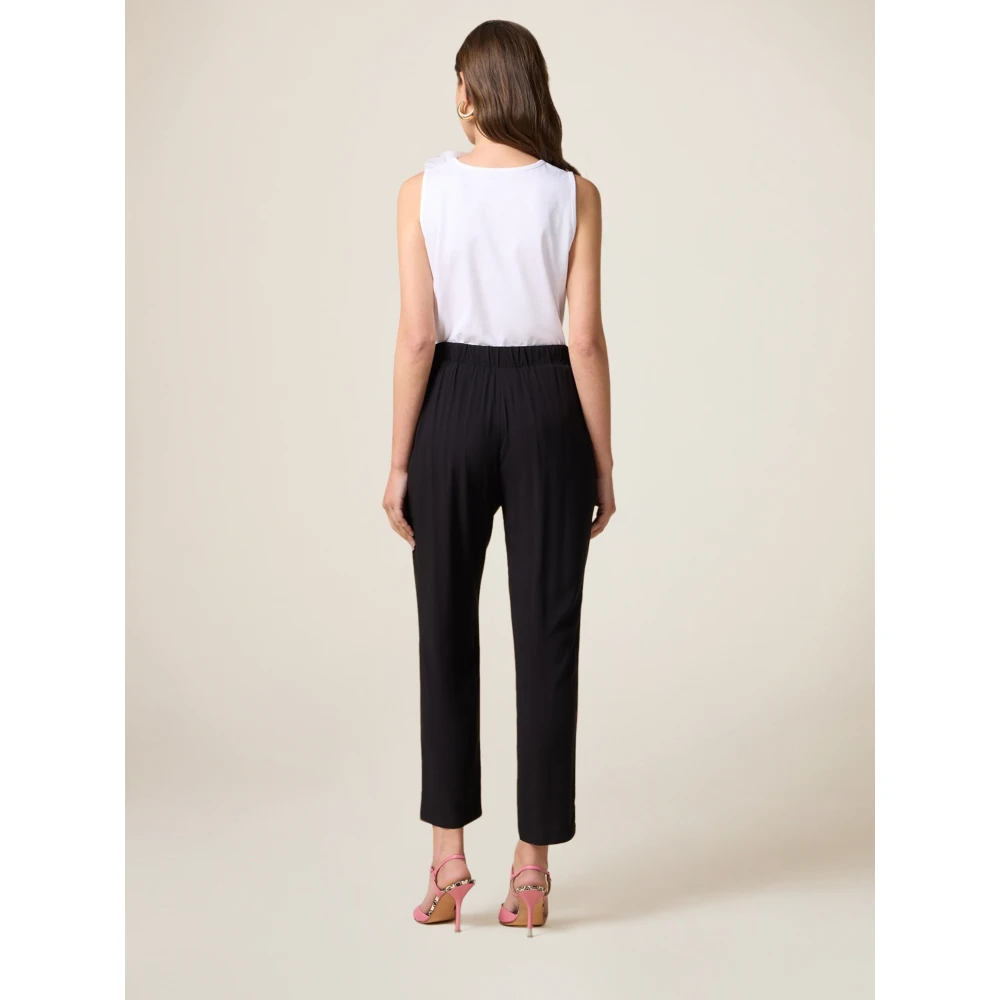 Oltre Viscose Joggers Green Story Elastische Taille Black Dames