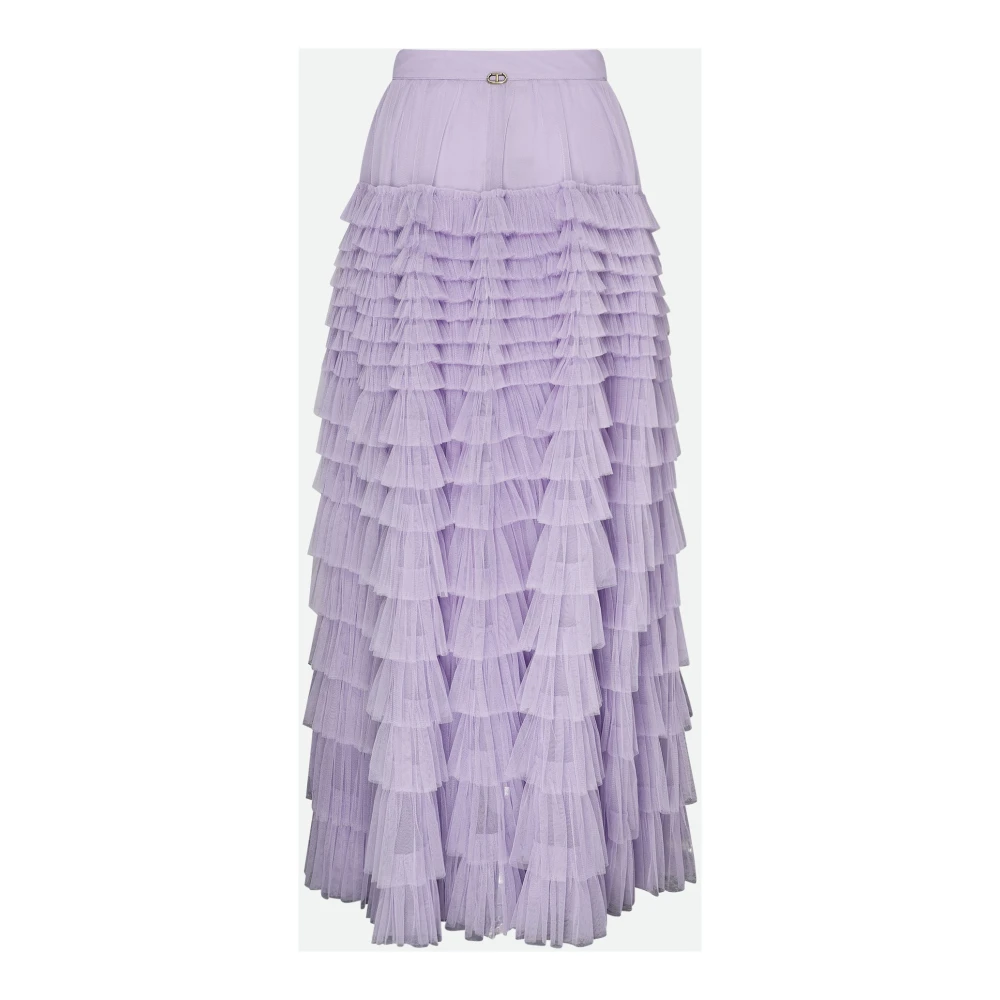 Twinset Paarse Tule Lange Rok met Ruches Purple Dames