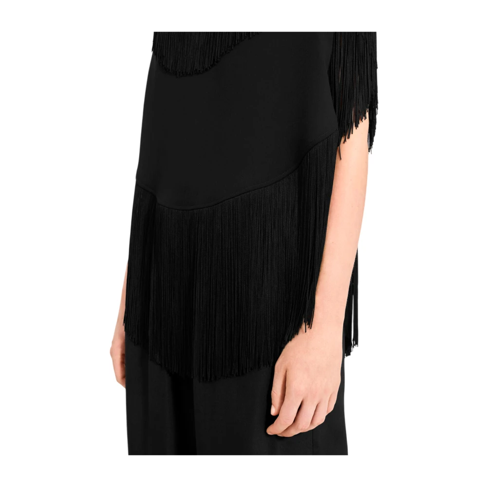 MM6 Maison Margiela Trendy Zwarte Fringe Shirt Black Dames