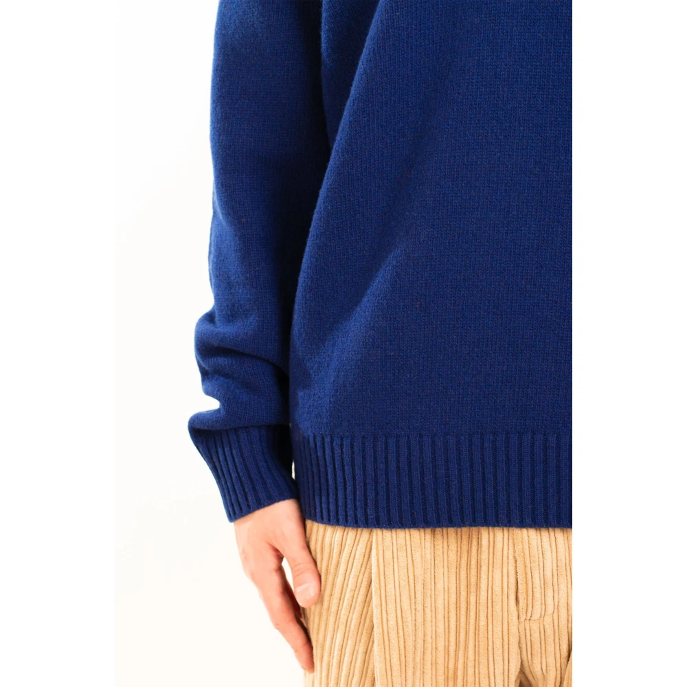 Seven Gauge Polo Lambswool Sweater Blue Heren