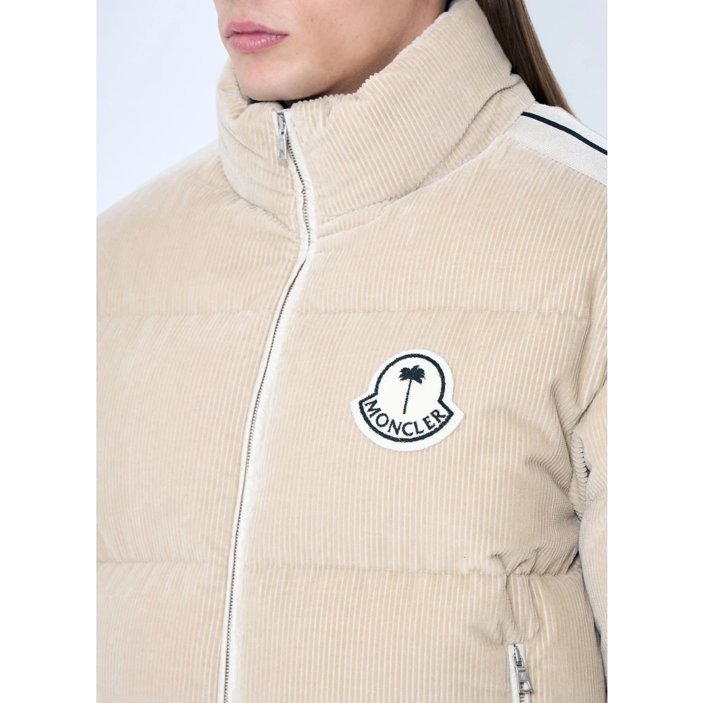 Moncler Korte donsjas in katoenweefsel Beige Heren
