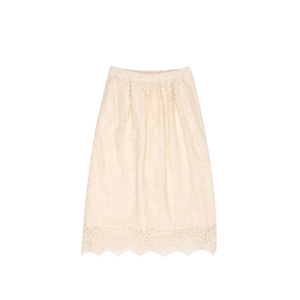The New Society Vanilla Cream Rok met Stofdetail Beige Dames