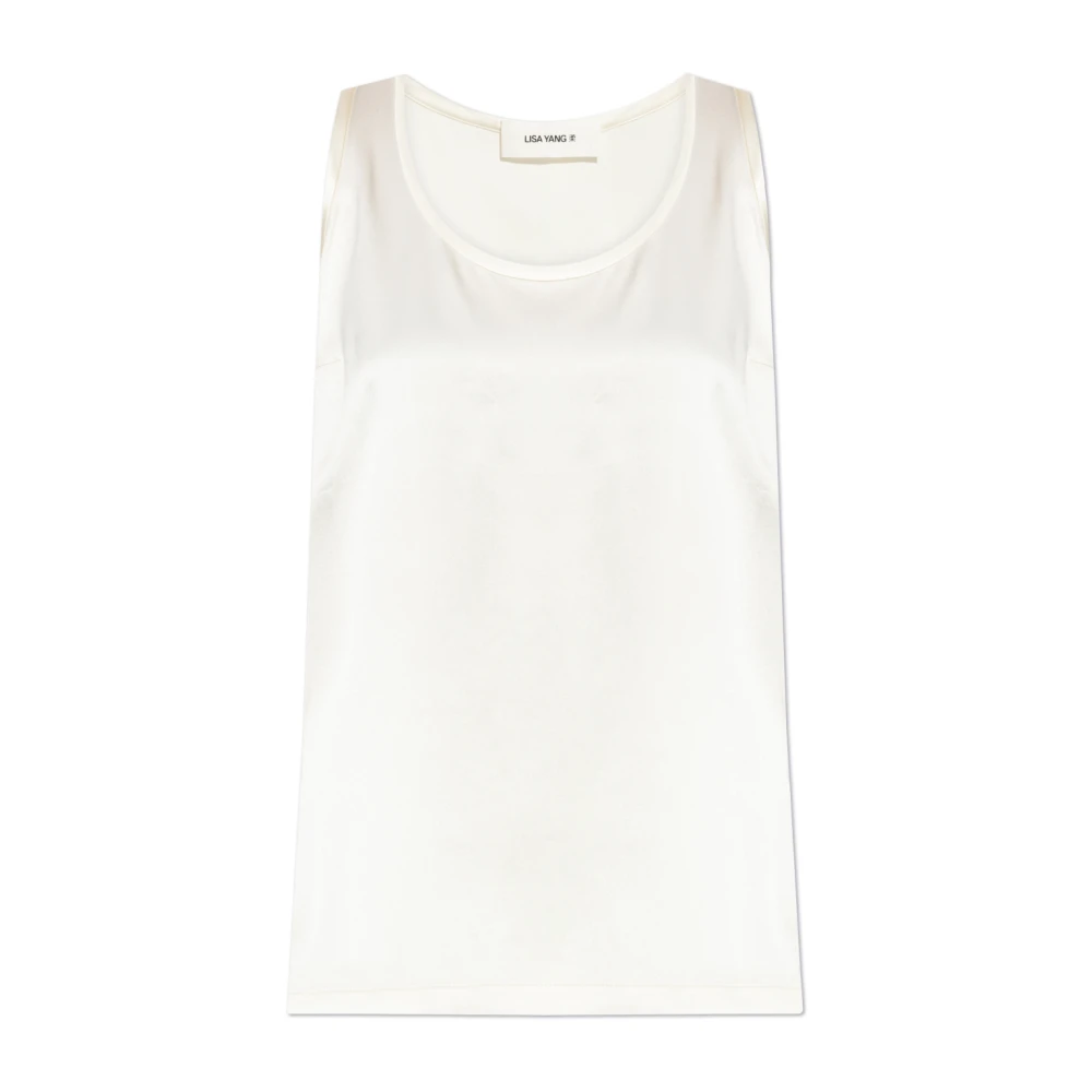 Lisa Yang Mouwloze zijden top Beige Dames