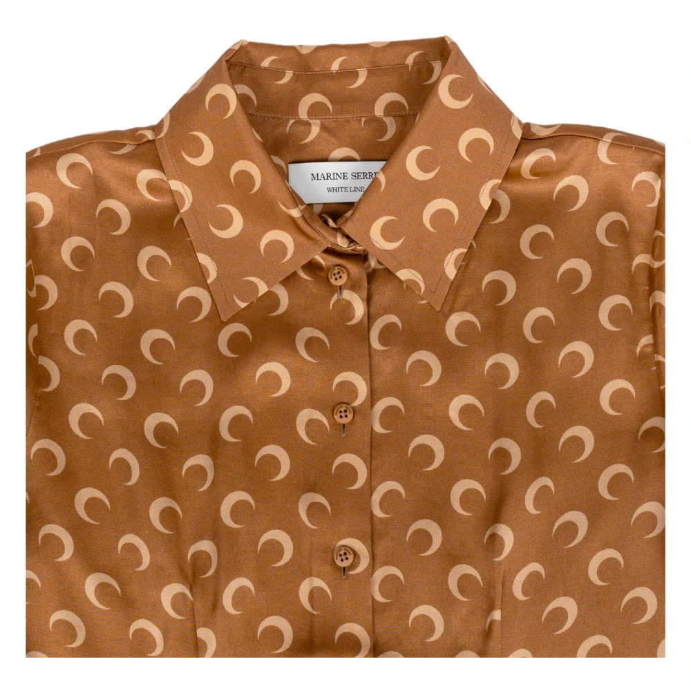 Marine Serre Maan Print Viscose Overhemdblouse Brown Dames