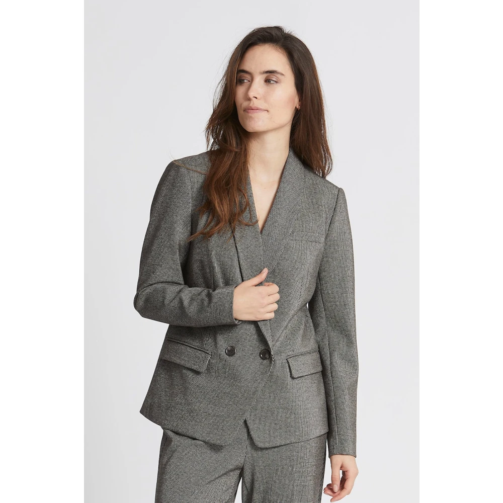 RUE de Femme Trendy geruite blazer met exclusieve knopen Brown Dames