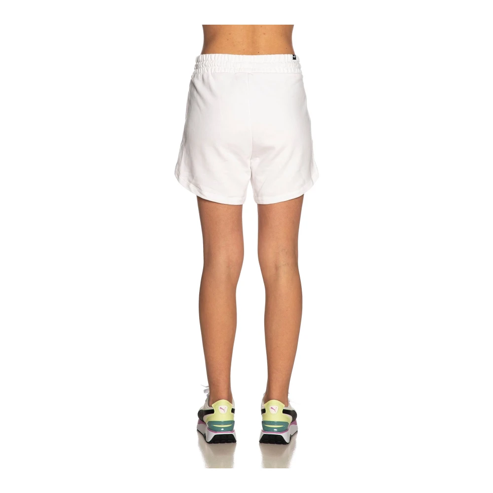 Puma Hoge taille dames fleece Bermuda shorts White Dames