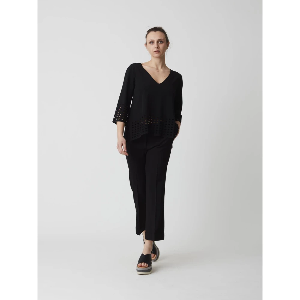 Kangra Gebreide Trui met Motieven Black Dames