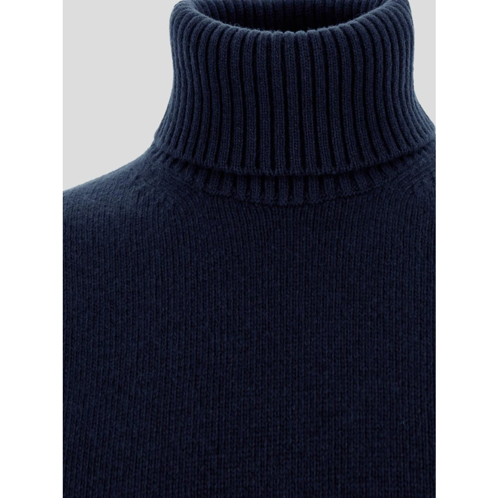 Seven Gauge Wollen Turtleneck Sweater Blue Heren