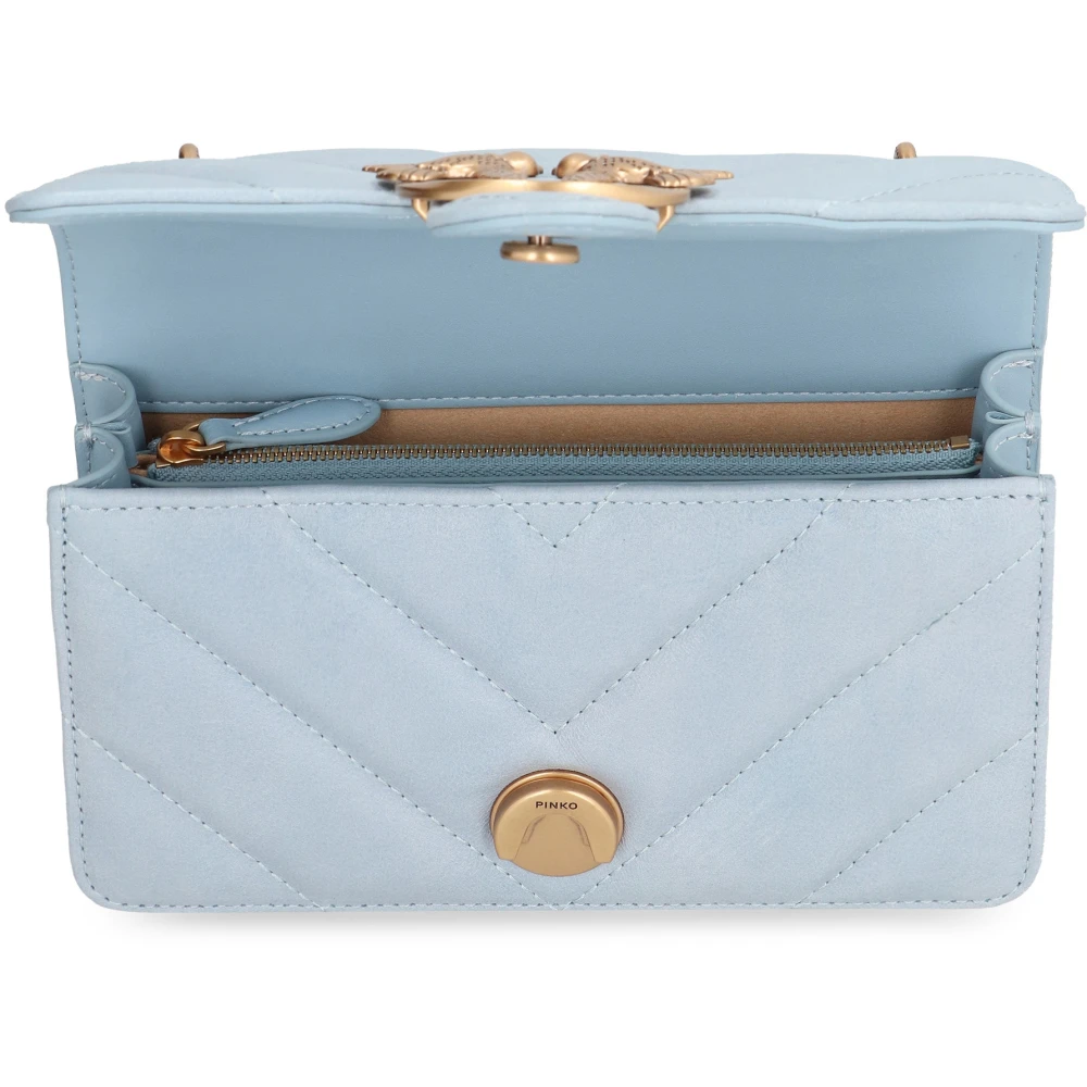 pinko Gewatteerde leren mini crossbody tas met Love Birds gesp Blue Dames