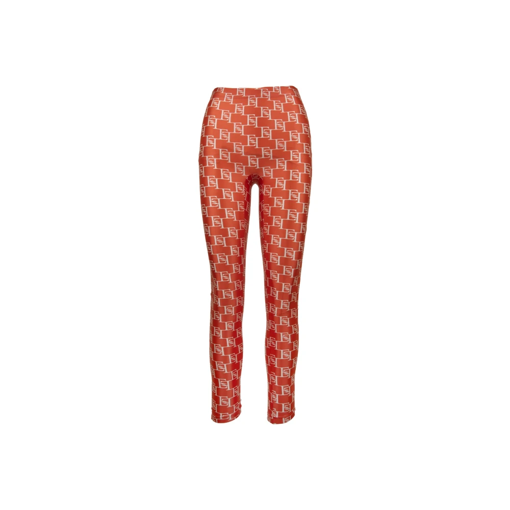 Elisabetta Franchi Leggings met Logo Print Red Dames