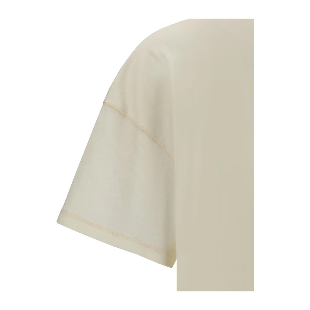 Lemaire Geribbelde katoenen ronde hals T-shirt Beige Dames