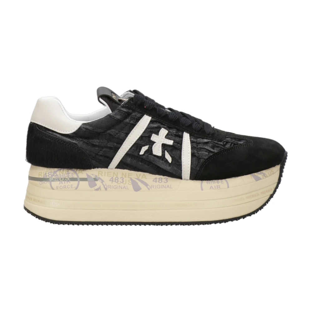 Premiata Zwarte Sneakers met Plateauzool Dames Schoenen