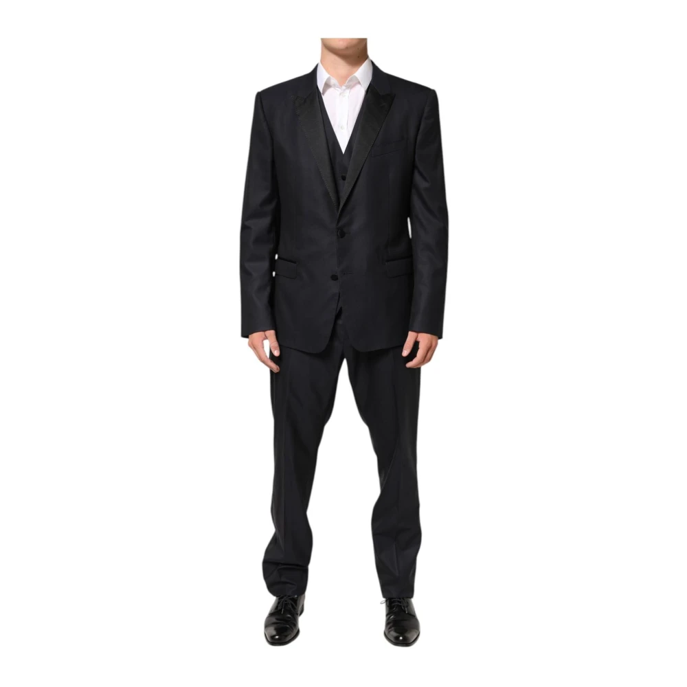 Dolce & Gabbana Men's Black Single Breasted Suits, 3XL, Martini 2-Button 3-Piece Suit