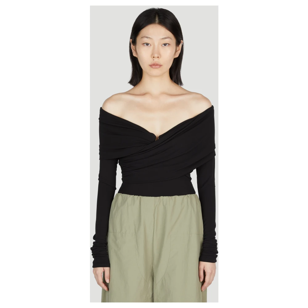 Paris Georgia Gerimpelde V-hals Bodysuit Black Dames
