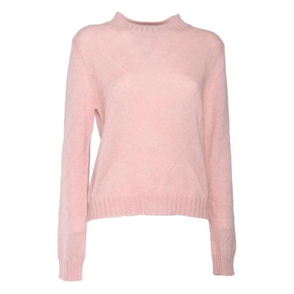 Ballantyne Roze R Neck Pullover Trui Pink Dames