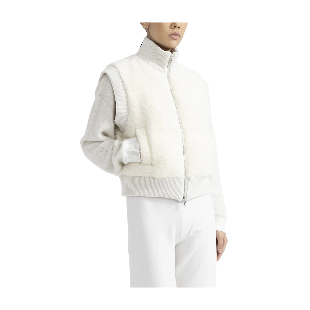 PESERICO Wollen en alpacadons gilet White Dames