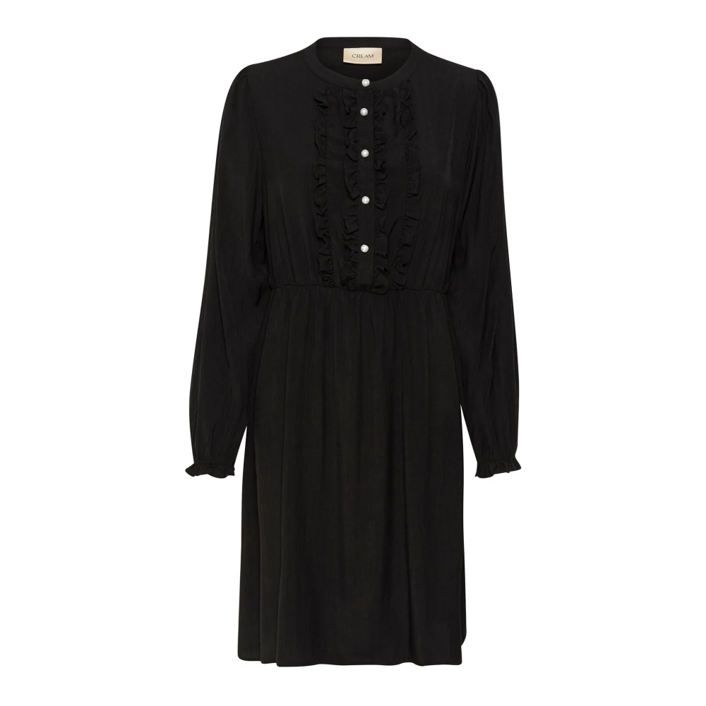 Cream Pitch Black Jurk met Ruches Black Dames